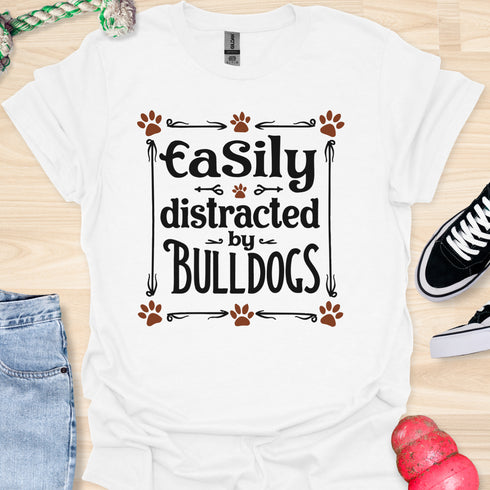 Easily distracted by bulldogs - V4 - Vintage Poster T-Shirt